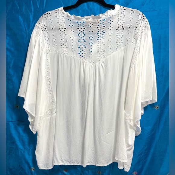 Rain White Eyelet Boho Peasant Top women’s size 3X - Picture 9 of 15